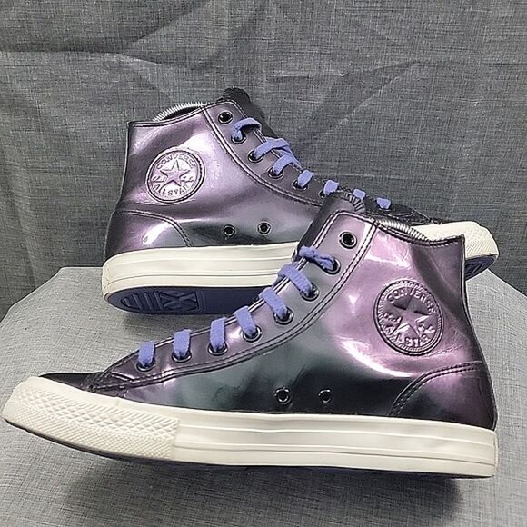 Converse All Star Chuck Taylor Hi-Top Metallic purple gloss Sneaker women's 10.5 - Picture 5 of 12